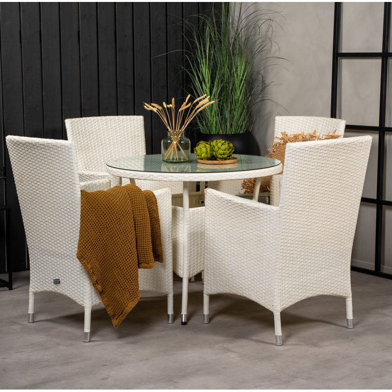 Mitul 4 - Person Patio Dining Set with Round Table , Cushions Included