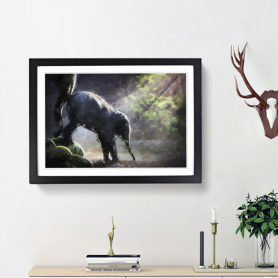 Mother Elephant Encouraging Baby in Abstract - Picture Frame Painting Print