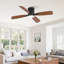 Ventilateur de plafond encastré noir moderne de 52 po avec éclairage et télécommande / application Cissline pour chambre à coucher et salon-1663443208-1663443222
