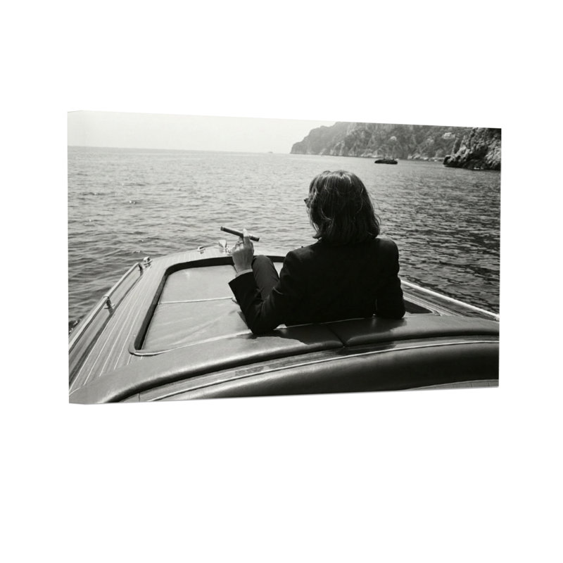 Scène de bateau en noir et blanc, H 16 po x l 24 po