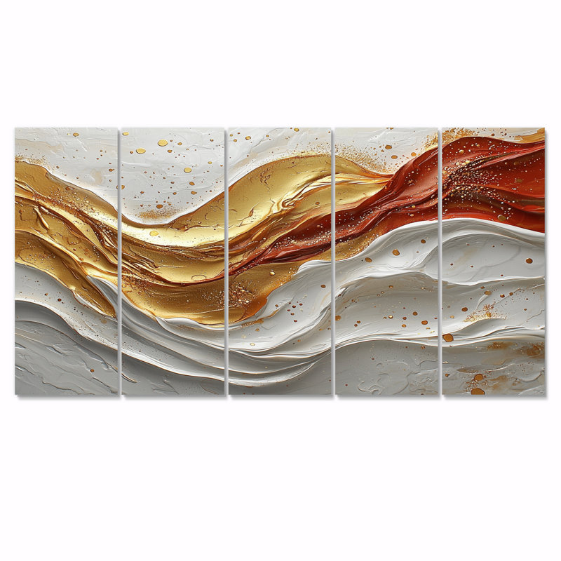 Kohen - Marble Wall Art - ensemble de décorations murales modernes, 5, H 32 po x l 80 po