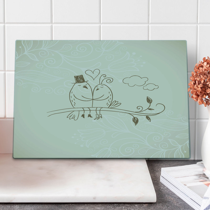 Planche à découper Ambesonne pour la Saint-Valentin grande taille 2 oiseaux gris gris
