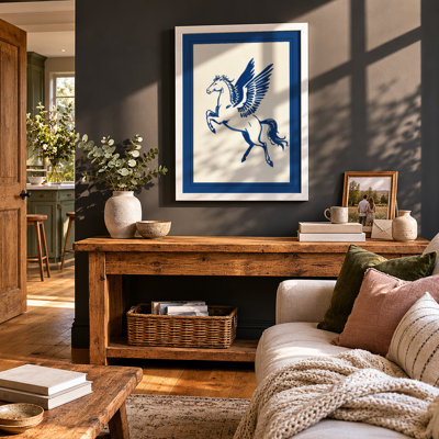 Winged Horse Rising Minimalist - Framed Print