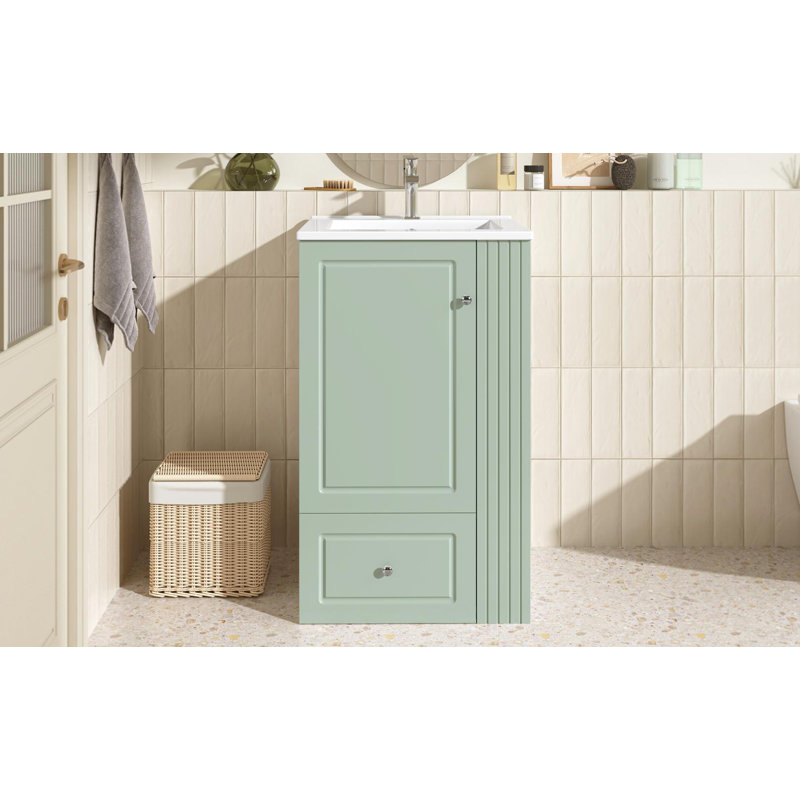 Bathroom Vanity with Ceramic Sink (Green), Green