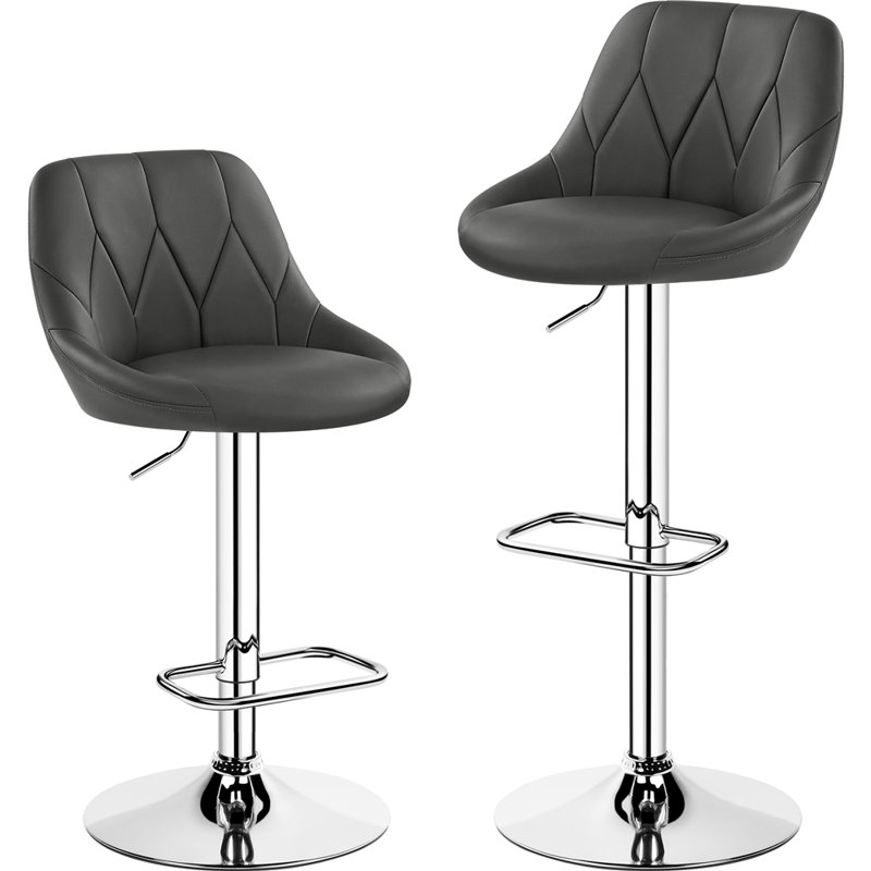 color Height Adjustable Swivel Bar Stool, Dark Grey