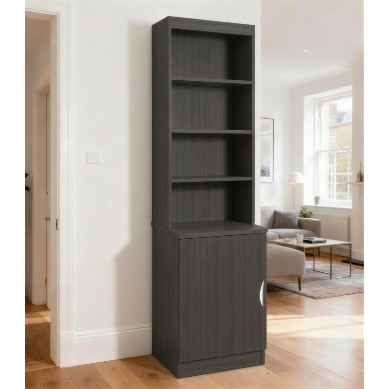 Archibald 1 -Door 3 -Shelf Storage Cabinet, Black Havana