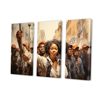 Art africain-américain puissant sur toile, impression de 3 pièces