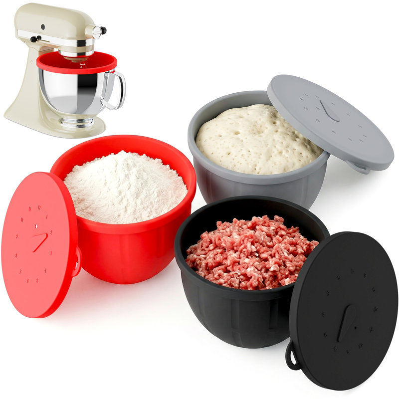 Ensemble de 3 cuves à mélange en silicone avec couvercle pour mélangeurs sur socle inclinables 5 pte GVode