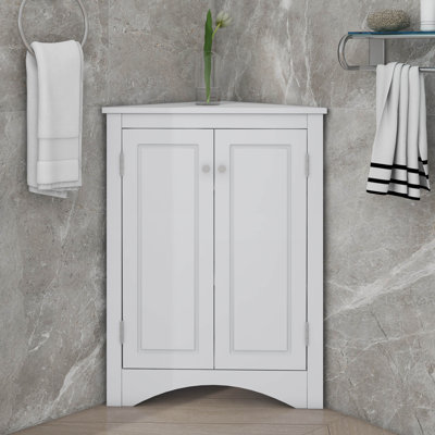 Triangle Corner Cabinet Featuring Adjustable Shelves And Stylish Doors