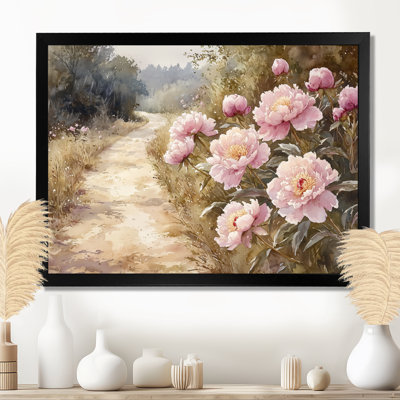 Pivoines le long de l'allée de la ferme II - pivoines, art mural