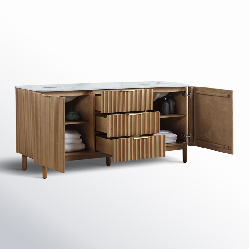 Kensington 72" Bathroom Vanity in Fluted Birch, Reeded Birch