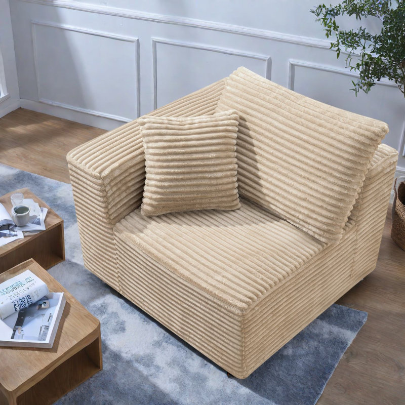 Chaises d'appoint peu encombrantes, chaise de sol moderne en velours côtelé Camel