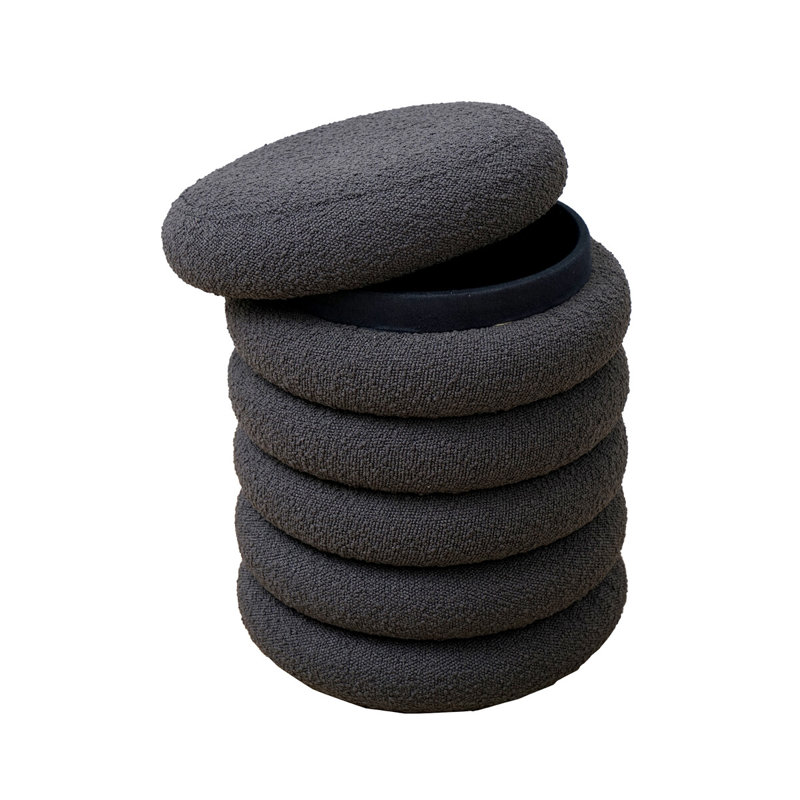 Omprakesh 38cm Wide Round Ottoman with Storage, Anthracite