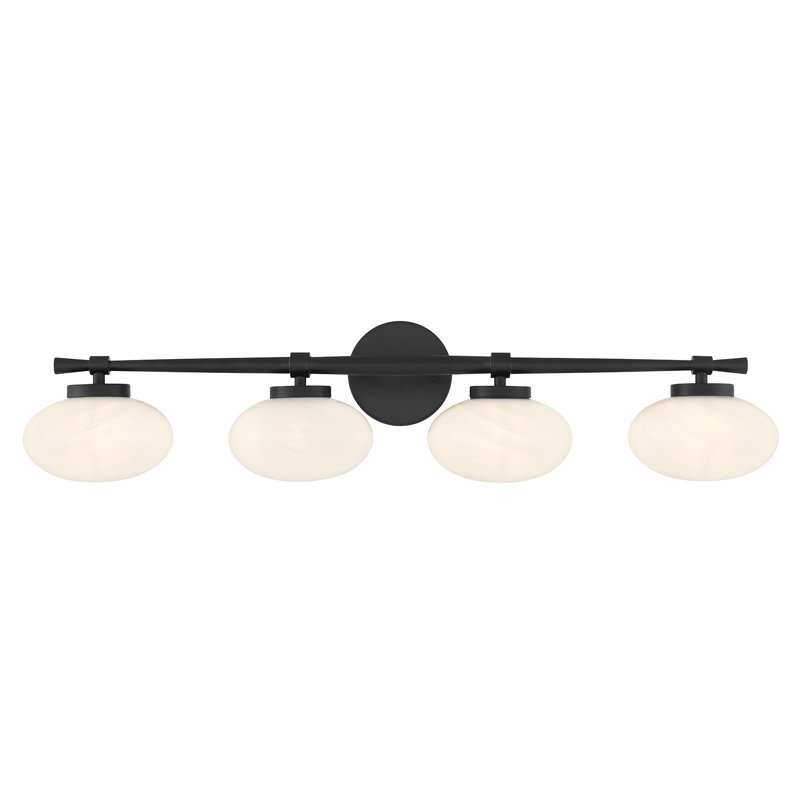 Barrow Bathroom Vanity Light, Matte Black, 4 Lights, 8" H x 33.75" W x 6.63" D