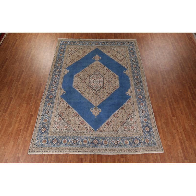 Tapis bleu géométrique 10 x 13 po