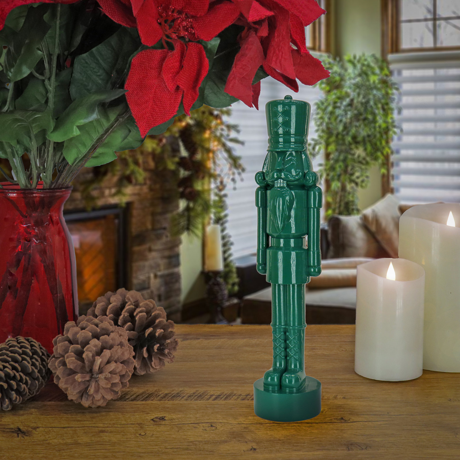 Nutcracker Christmas Decor, Jade, 13.58" H x 4.33" W x 4.72" D