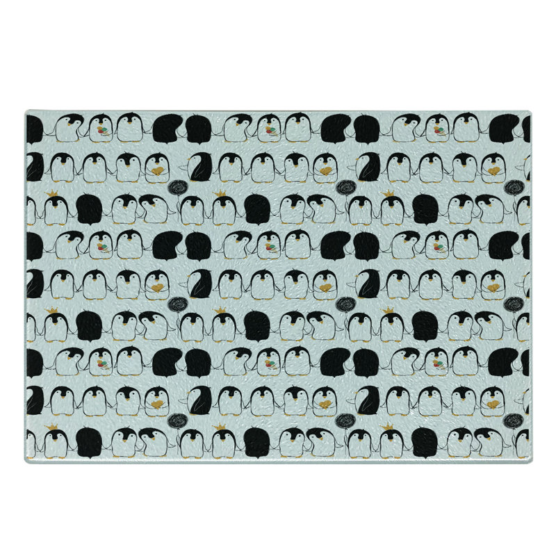 Planche à découper en verre trempé Ambesonne Penguins Animal Love gris anthracite