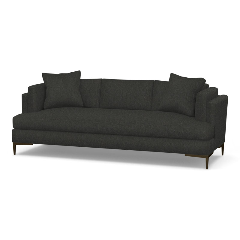 Aiden Upholstered 90.5'' Sofa, Antique Bronze, Perigold Aspen Flannel Charcoal