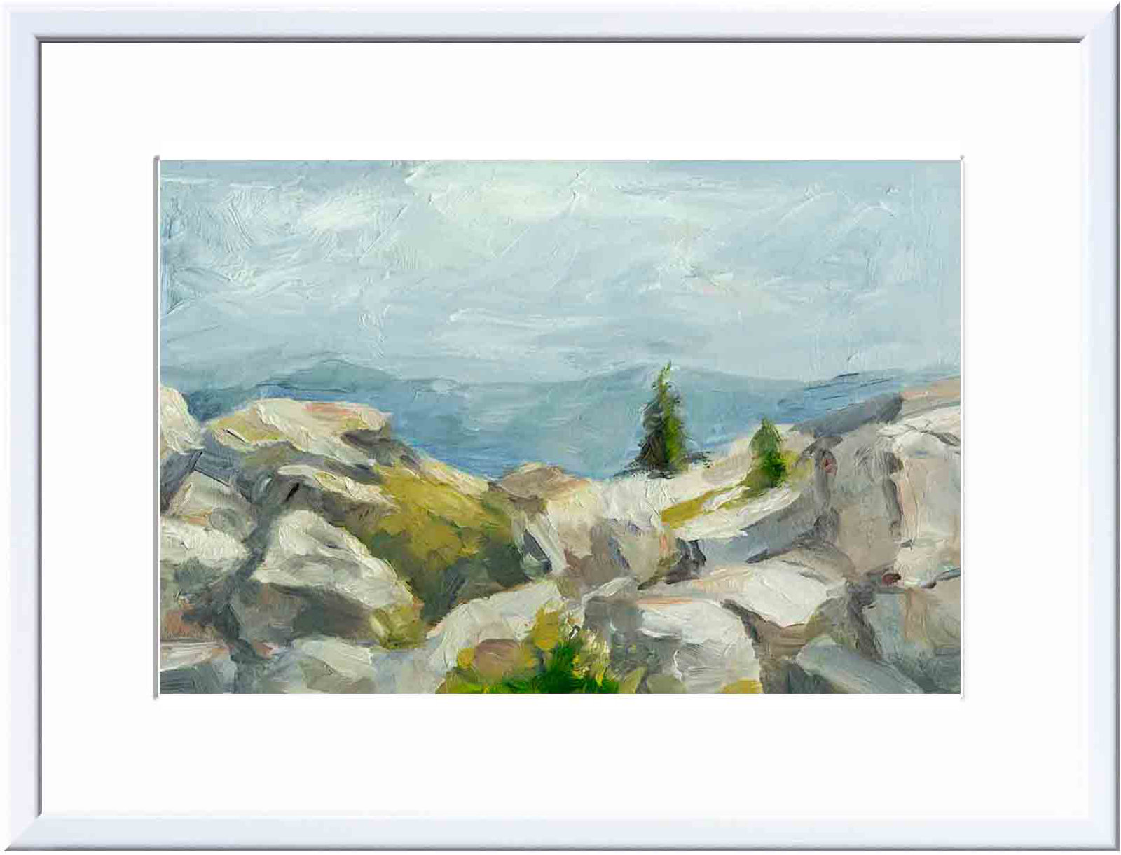Impasto Mountainside III, White, 20"H x 30"W