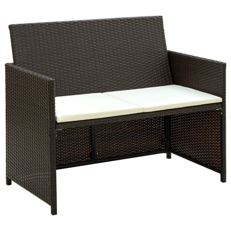 Ekundayo 39.4" Wide Rectangle Patio Sofa with Cushions, Brown