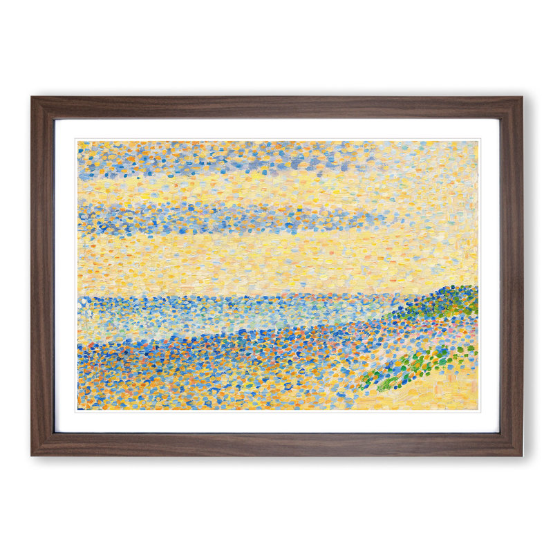 Seascape at Gravelines by Georges Seurat - Picture Frame Painting, Walnut Framed, 48cm H x 65cm W x 2cm D