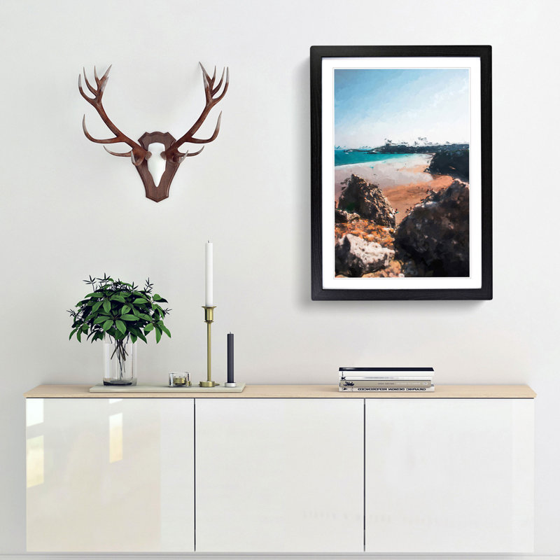 Tolcarne Beach in Newquay in Abstract - Picture Frame Graphic Art Print, 91cm H x 60cm W x 2cm D, Black
