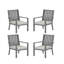 Ensemble de 4 chaises de patio en aluminium toutes saisons de 23 po avec coussins gris épais et structure grise