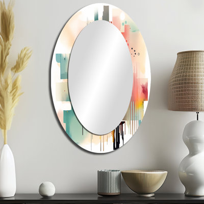 Orange et bleu artistique artistique II - miroir mural ovale moderne