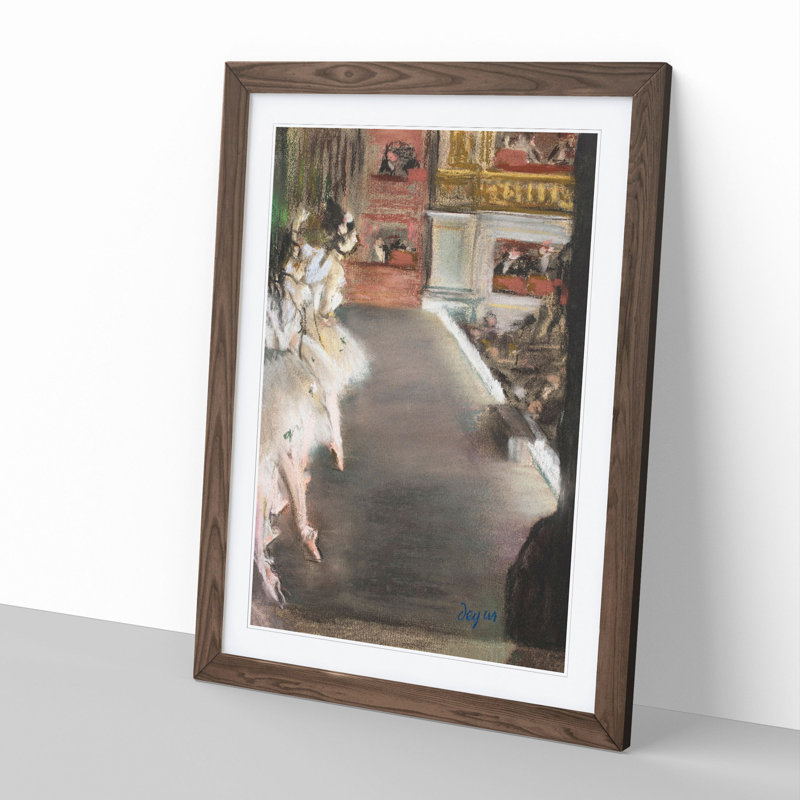 Ballet Ballerina Dancers at the Old Opera House by Edgar Degas - Picture Frame Painting, Walnut Framed