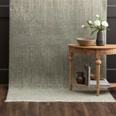 Titanium Performance Damask Indoor Rug