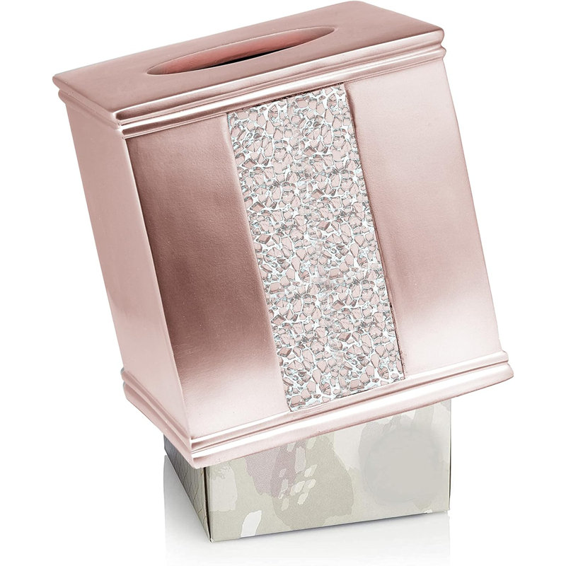Resin Tissue Box Cover Square Tissue Holder Uniquely Designed Tissue Box, Pink