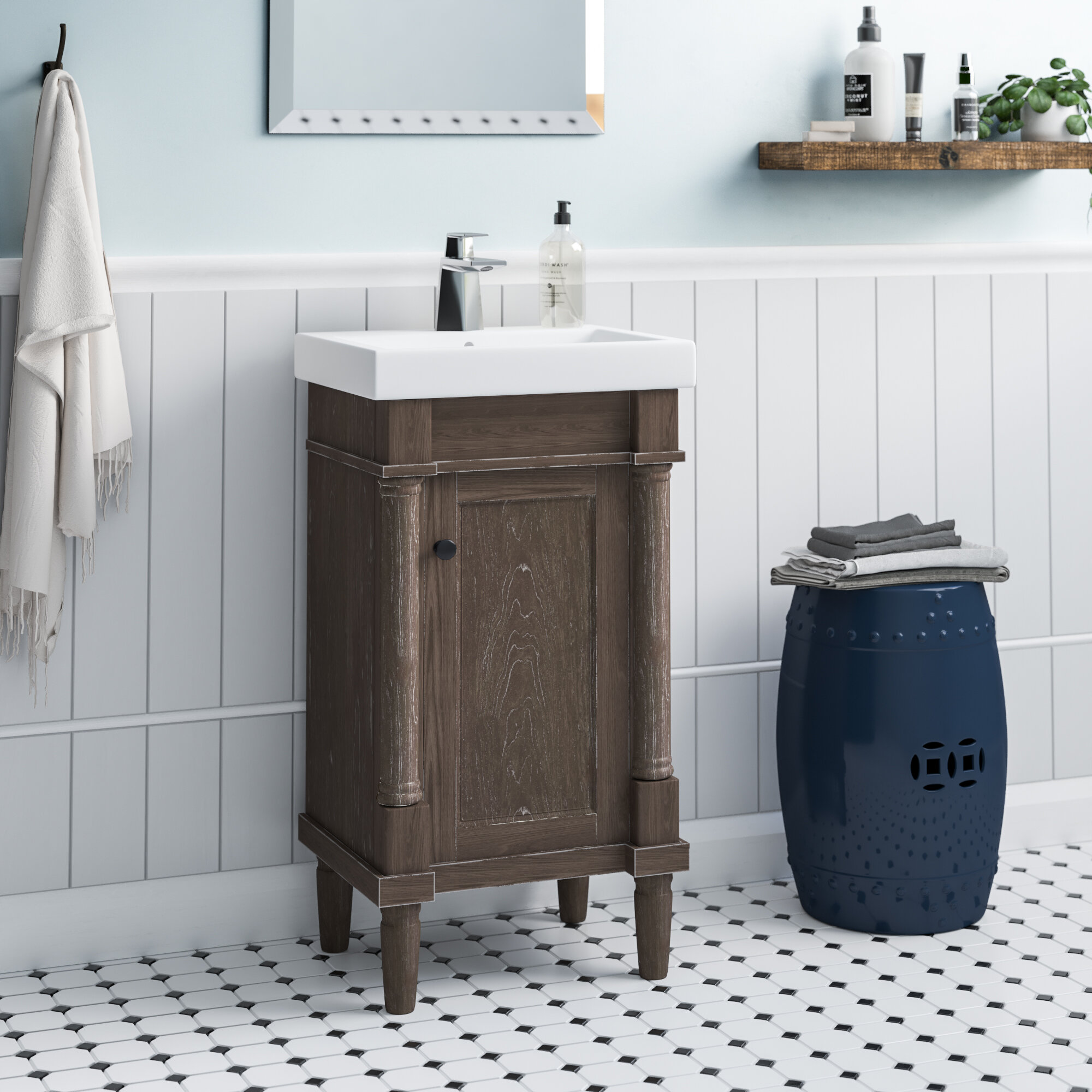 malena 17.3'' free-standing single bathroom vanity with ceramic vanity top