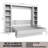Easy-Lift Murphy Wall Bed in Wood Grain with Two Bookshelves-385874867-377067308