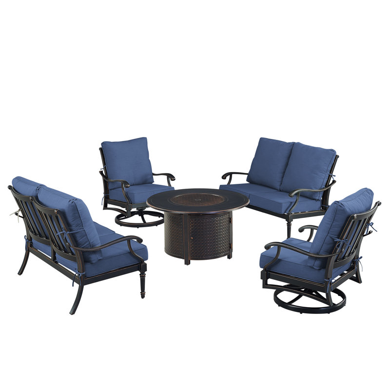 Paig Outdoor 6 - Piece Conversation Set, Blue