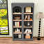 Bibliothèque rustique en bois H 72,2 "x 39,2" avec tablettes réglables, dispositif anti-basculement-1478582054