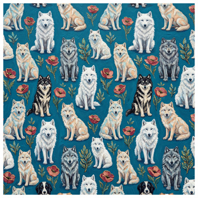 Édredon à motif de loups et de fleurs