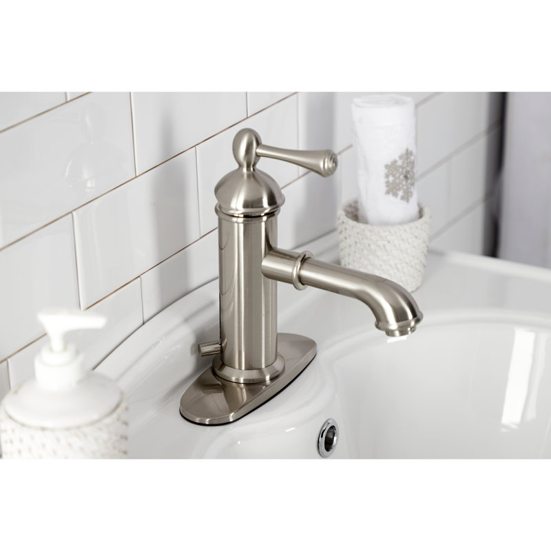 Robinet de salle de bain monotrou avec drain Paris, Nickel brossé