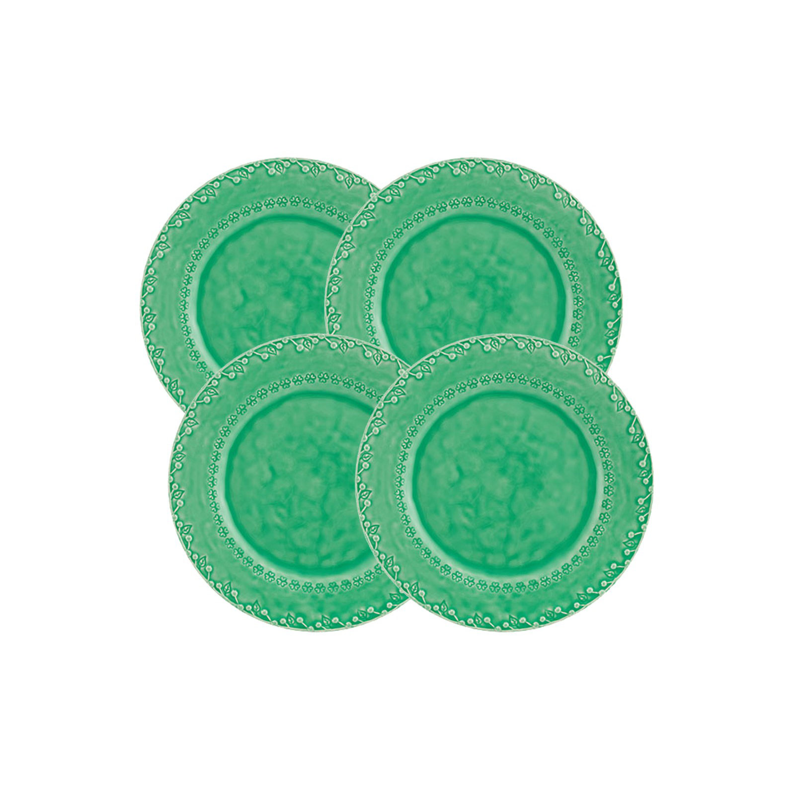 Flora Dinner Plate , Set of 4, Green