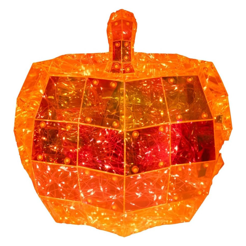 Kurt Adler 100-Light Orange Micro LED Holographic Jack-O-Lantern, 10" H x 11.4" W x 11.4" D