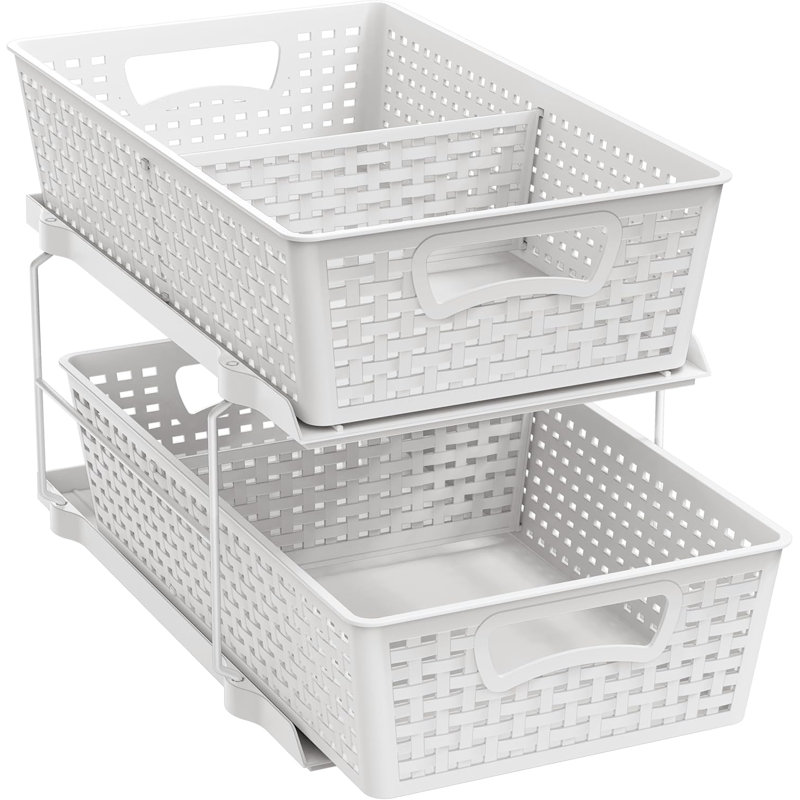 Lot de 2 organisateurs de casseroles et poêles à placer sous un meuble, 22 pouces, organisateurs de couvercles extensibles pour contenants alimentaires