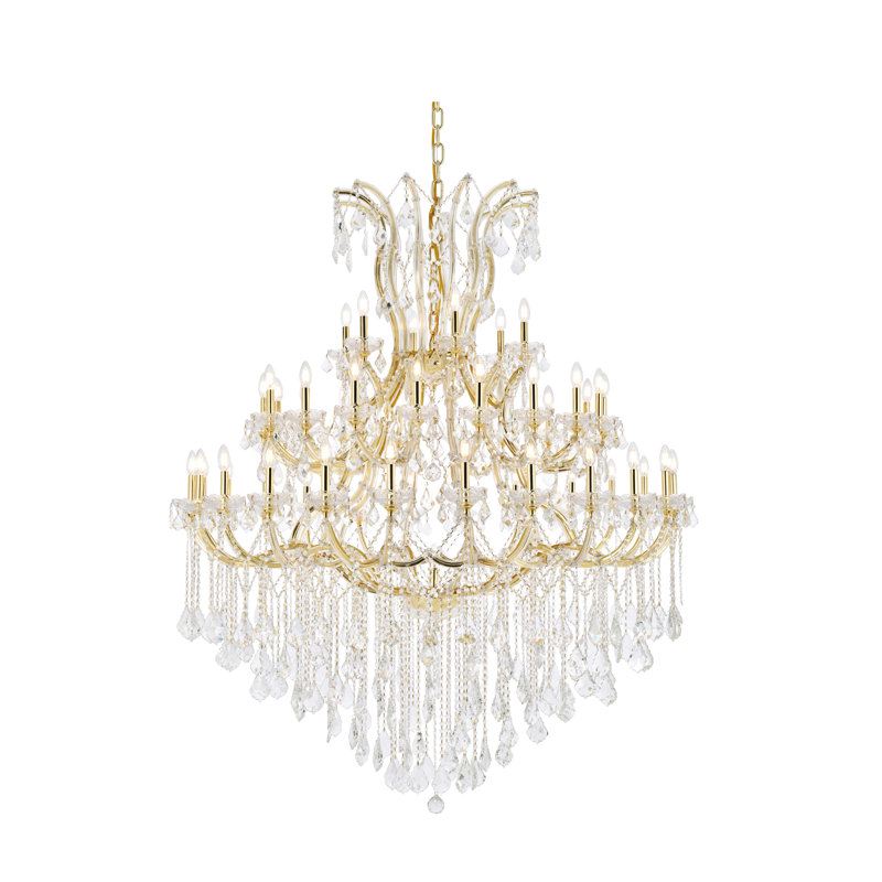 Stockard 49 - Light Glass Tiered Chandelier, Gold / Crystal (Clear) / Royal Cut