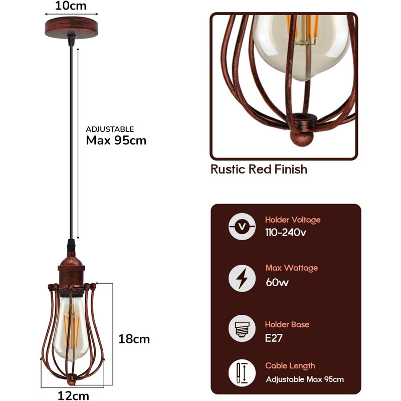 Antashia 1 - Light Pendant, Rustic Red
