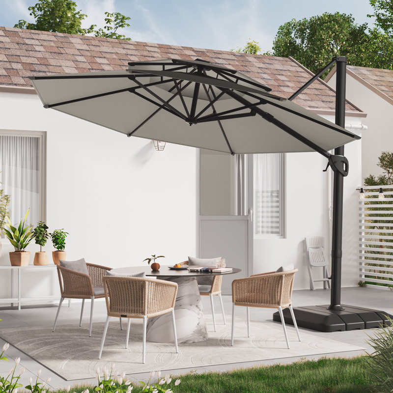 Parasol suspendu octogonal 11 pi, Gris