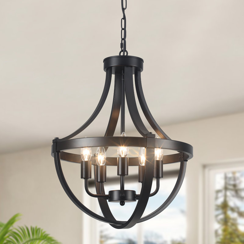 Kortney 5 - Light 16.5" Wide Dimmable Empire Chandelier for Entryway Foyer Bedroom Hallway, Matte Black