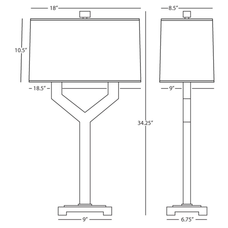 Lampe de table 34,25 po Valerie, Bronze patiné foncé, Blanc