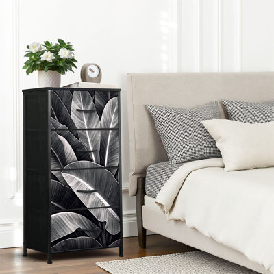 4 Drawer Dresser for Bedroom, Narrow Chest of Drawers, Wooden Top and Study Iron Frame 18"x37.5"-(WxH)