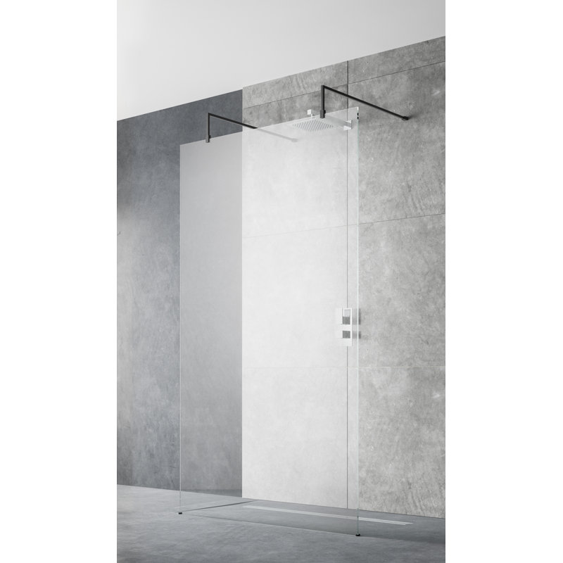 1950mm H Frameless Wet Room Glass Screens with Clear Glass, H 1950mm x W 700mm