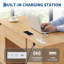 Bureau de ferme 59 po avec station de charge et 4 tiroirs, bureau d'ordinateur en bois avec plateau à clavier et tablette ajustable pour le bureau personnel