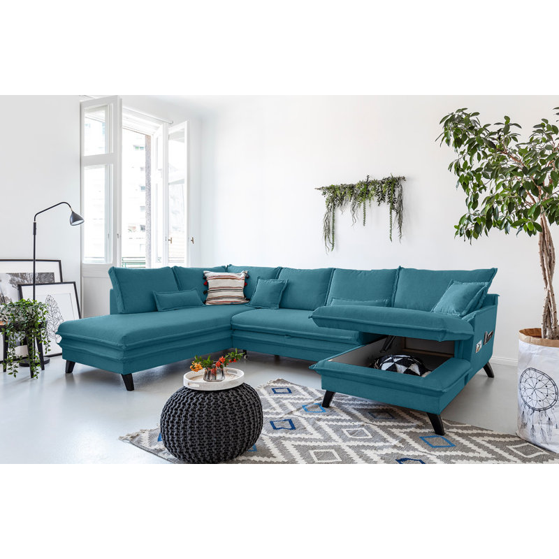 Charming Charlie Upholstered Corner Sofa, Left Hand Facing, Turquoise