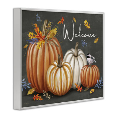  Welcome with Autumnal Pumpkins Framed Giclee Art by Elizabeth Tyndall